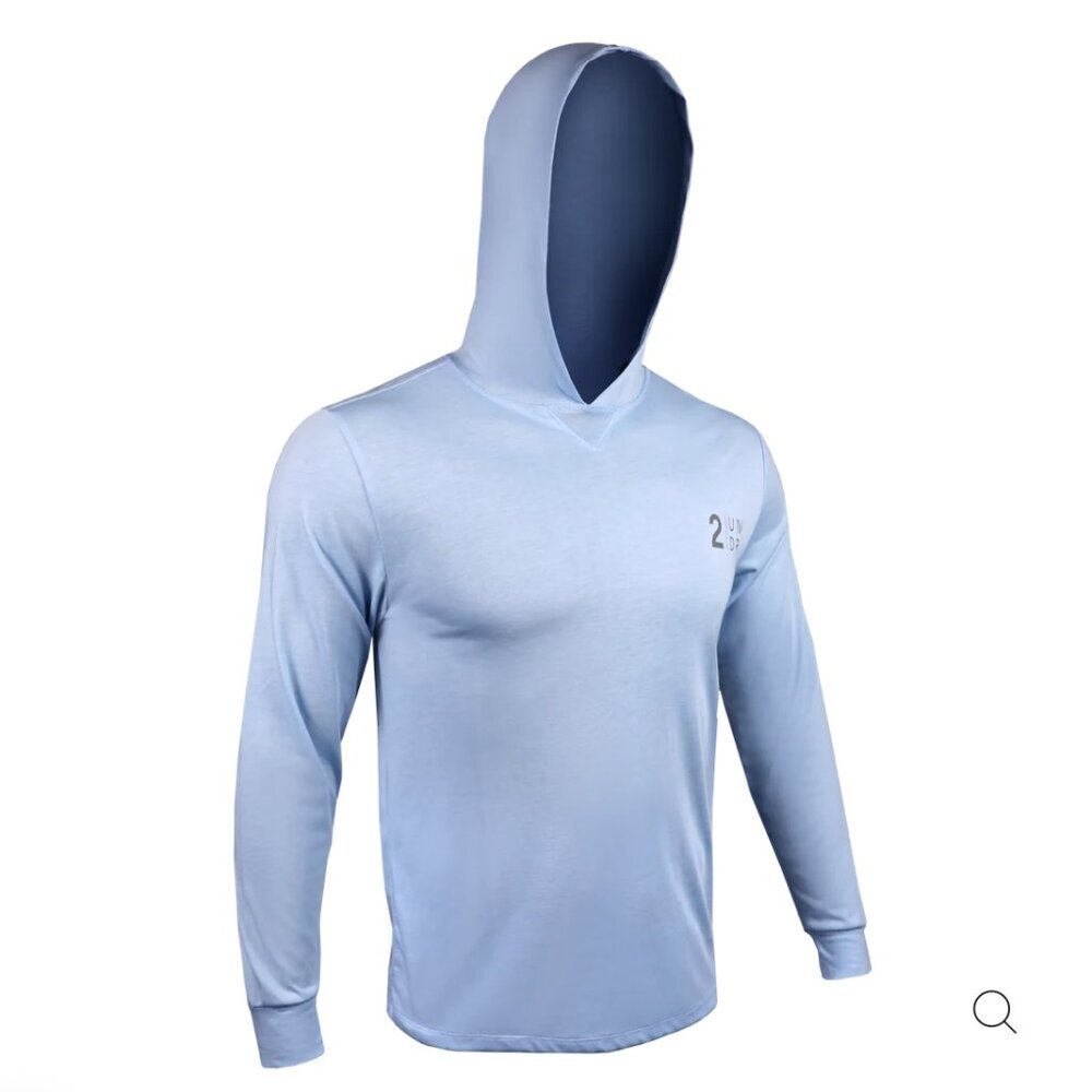 NEW Men's 2UNDR BRANDED ALL DAY HOODIE LIGHT BLUE Performance First Layer Large